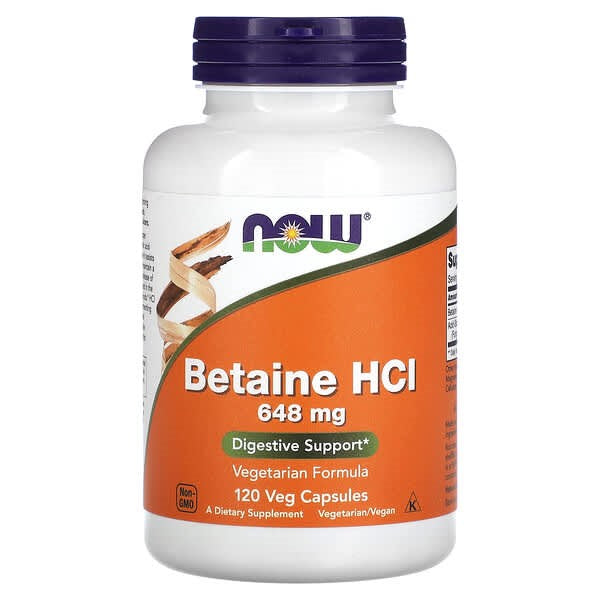 NOW Betaine HCl, 648 mg