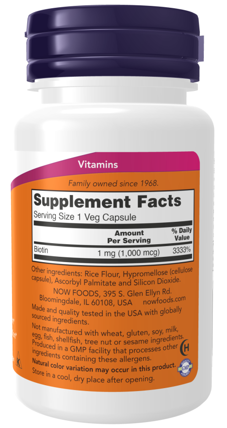 NOW Biotin 1000 mgr (Vitamin B-7)