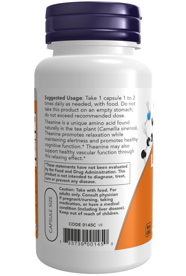 NOW L-Theanine, dobbel styrke, 200 mg,