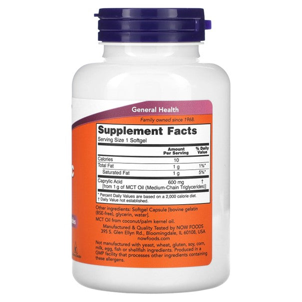 NOW, Kaprylsyre, 600 mg