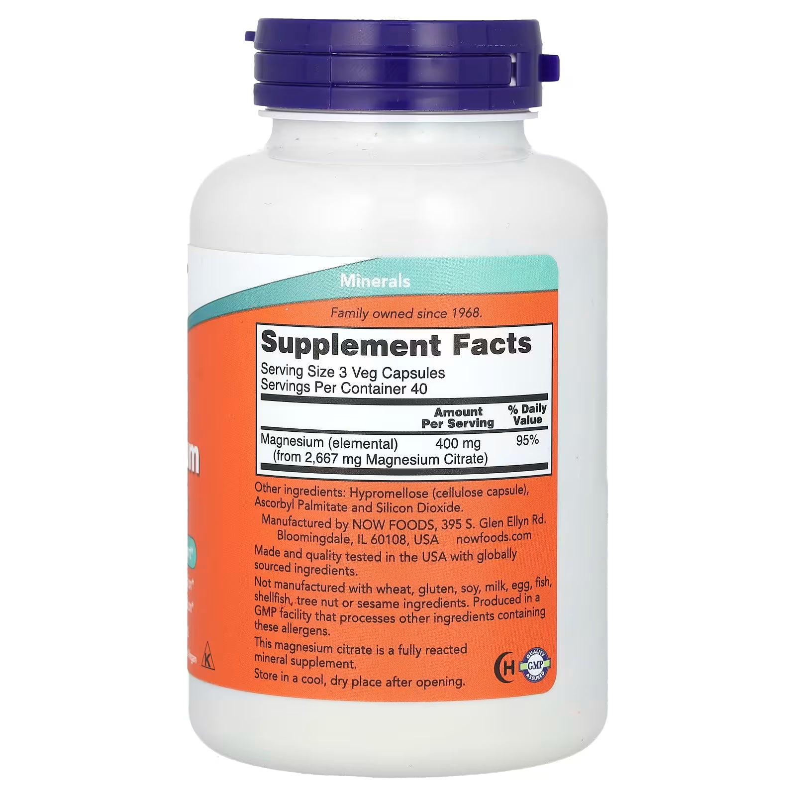 Magnesium Citrate 200 mg (120 kapsler)