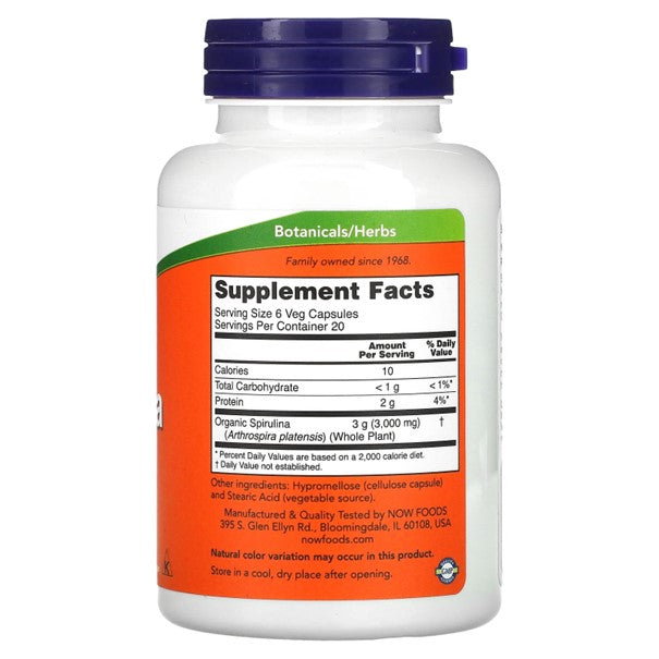 NOW naturlig spirulina, 500 mg