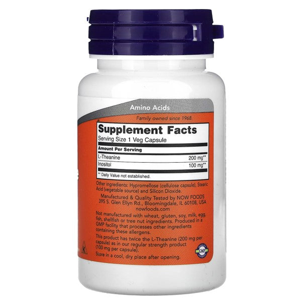 NOW L-Theanine, dobbel styrke, 200 mg,