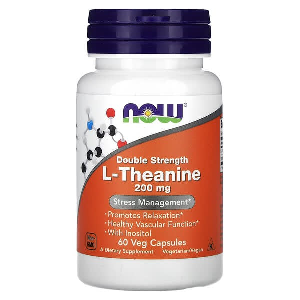 NOW L-Theanine, dobbel styrke, 200 mg,
